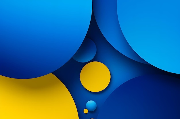 blue and yellow background with yellow and blue dots circle