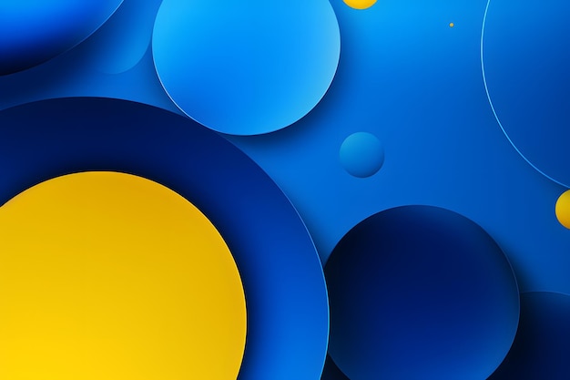 blue and yellow background with yellow and blue dots circle