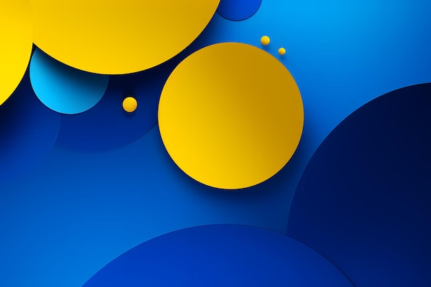 blue and yellow background with yellow and blue dots circle