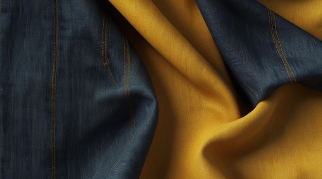 a blue and yellow cloth with a yellow background with a blue and yellow stripe