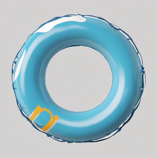 a blue and yellow floating inflatable ring with a letter n on it