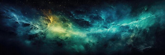 Blue Yellow Green Space Panoramic Background Generative AI