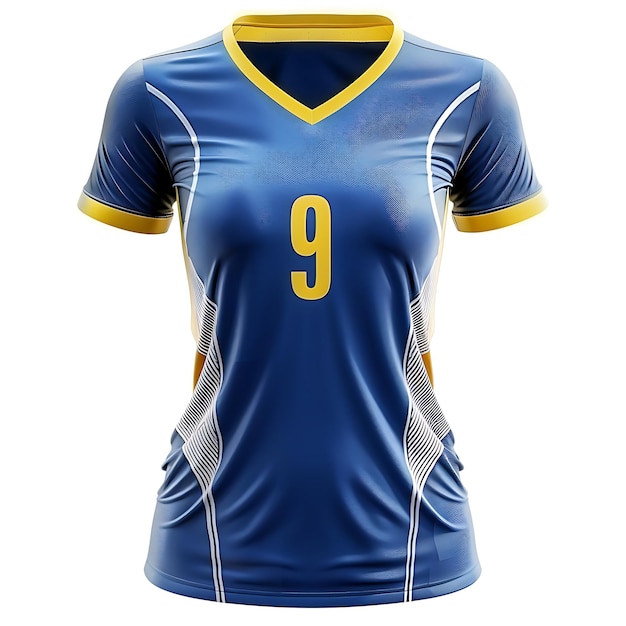 a blue and yellow jersey with the number 9 on it