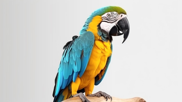 Blue and yellow Macaw in front