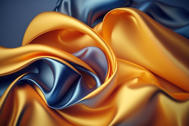 A blue and yellow silk background ai generated artwork