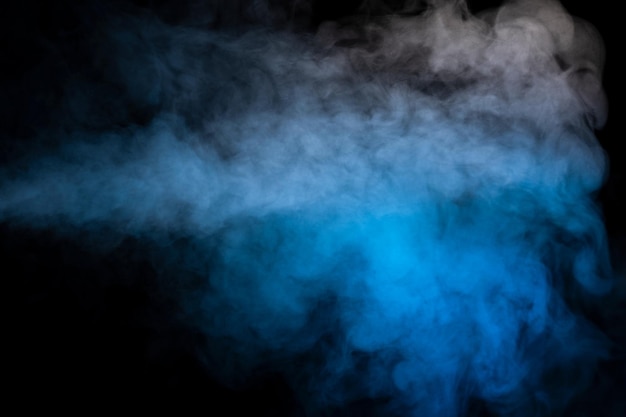 Blue and yellow steam on a black background