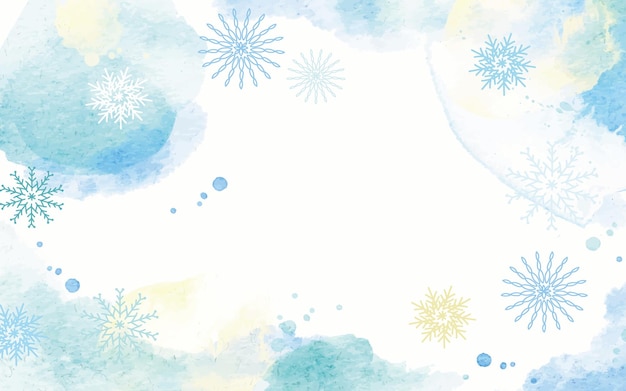 A blue and yellow watercolor background with snowflakes