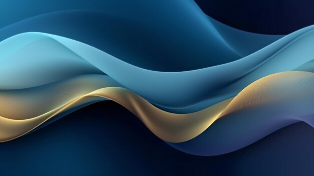 a blue and yellow wave background with a dark background