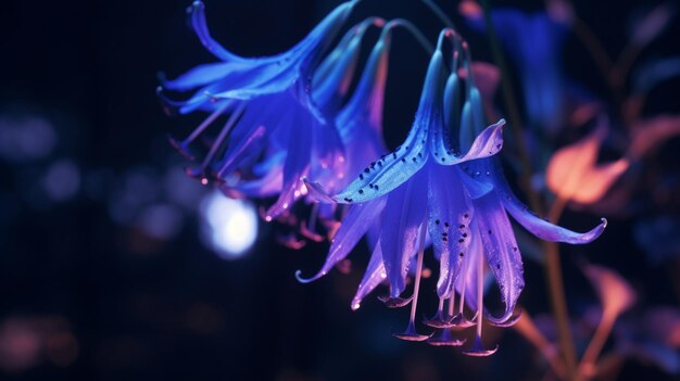 Bluebell flower Realistic neon color AI Generated image