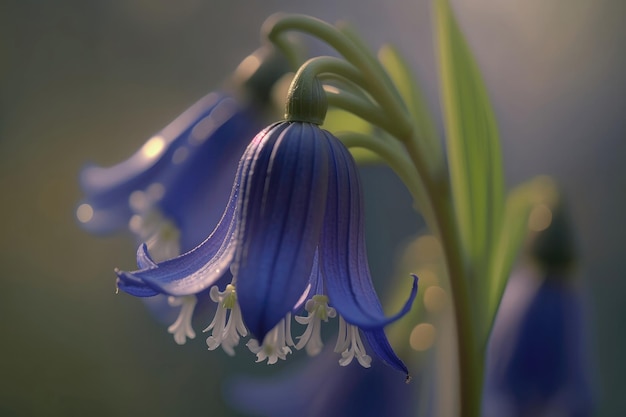 A Bluebell Macro Photo Volumetric Lightin Generative AI