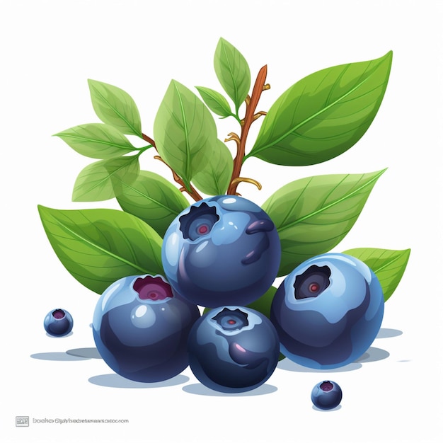 Blueberries 2d vector illustration cartoon in white backgr