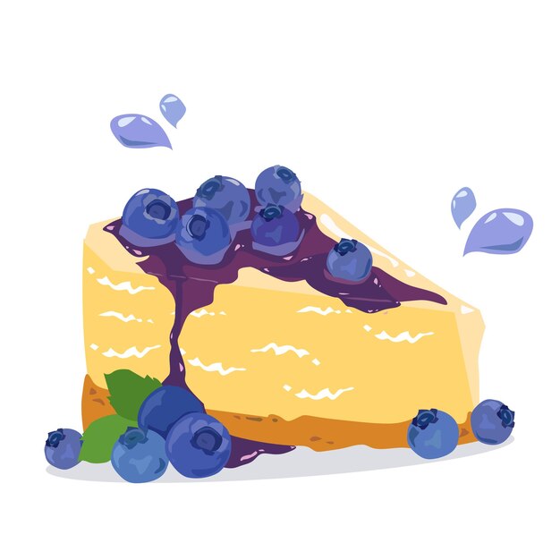 blueberries cheesecake vector illustration