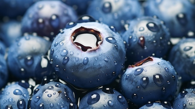 blueberries covered with water droplets