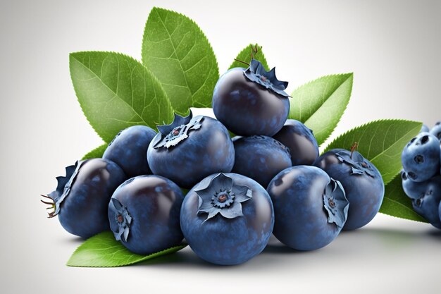 Blueberries in a pile isolated on a white background