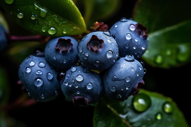 Blueberries with water droplets on the top