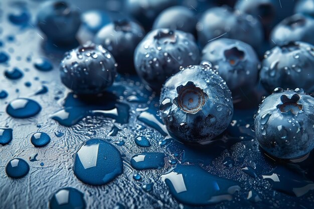 Blueberries with water droplets