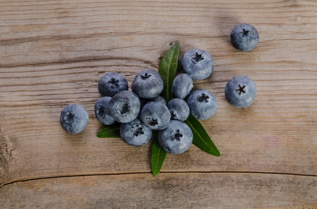 Blueberries on wooden table