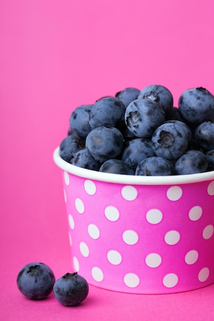 Blueberry in a cheerful bright glass