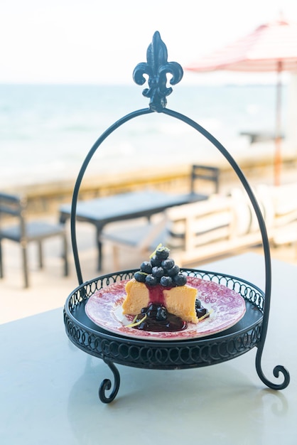 Blueberry cheese cake on plate