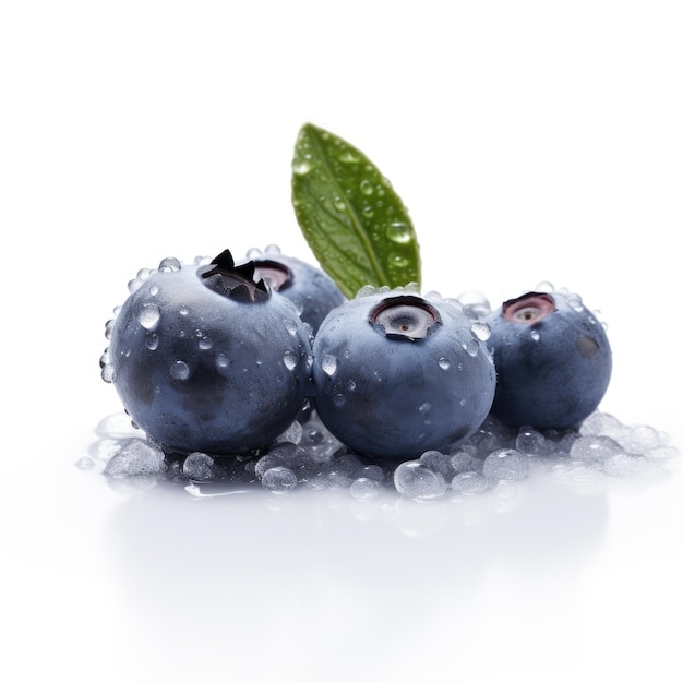 Blueberry covered with frost and snow isolated on white background