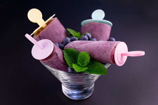 Blueberry homemade ice cream