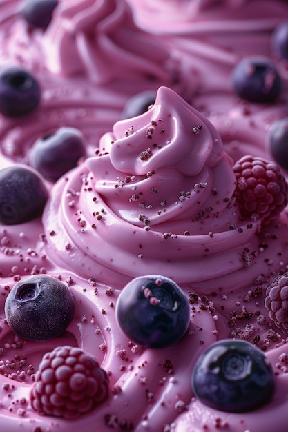 Photo blueberry ice cream cone closeup