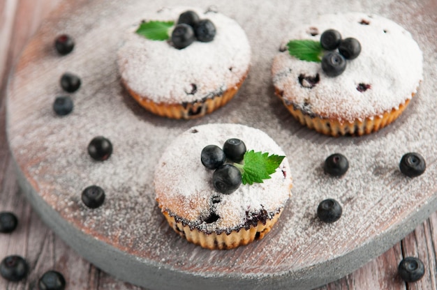 Blueberry muffins decorated