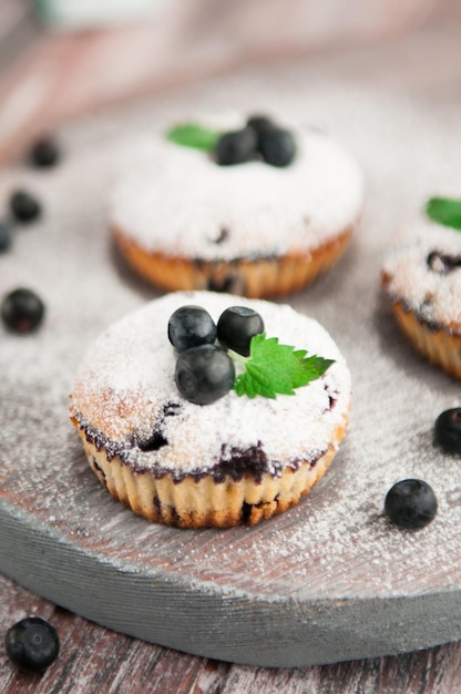 Blueberry muffins decorated