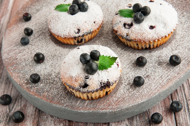 Blueberry muffins decorated