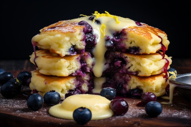 Blueberry pancake with melted butter