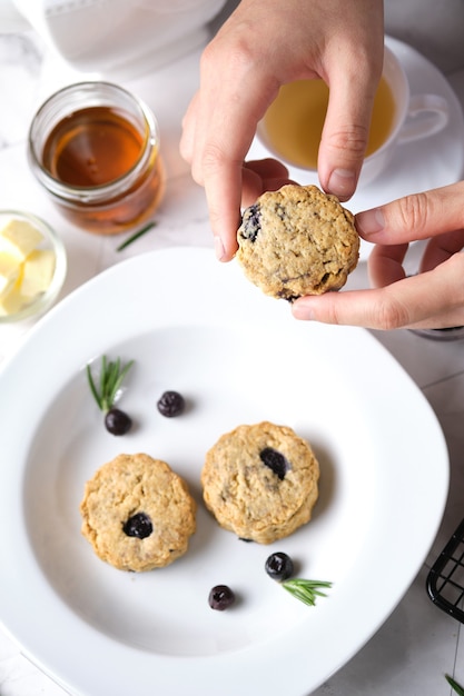 Blueberry scones, a Traditional British baked good for tea time