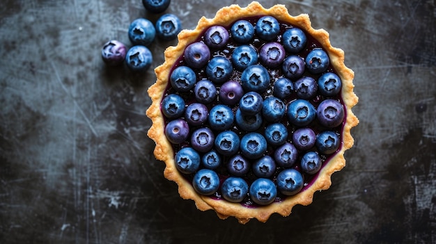 Blueberry tart top view Generative AI