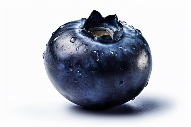 a blueberry with water droplets on it