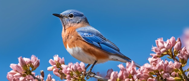 bluebird perched on a flowering plant british columb