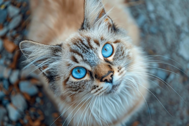 Photo blueeyed cat with striking gaze