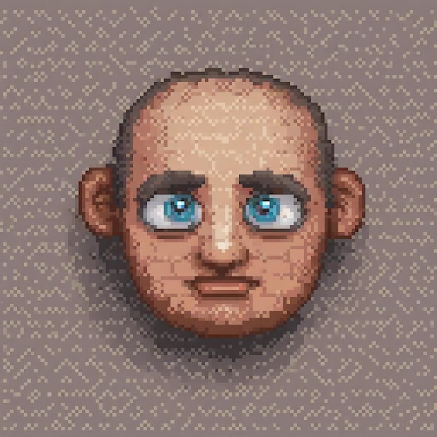 Blueeyed pixel art mans face retro style