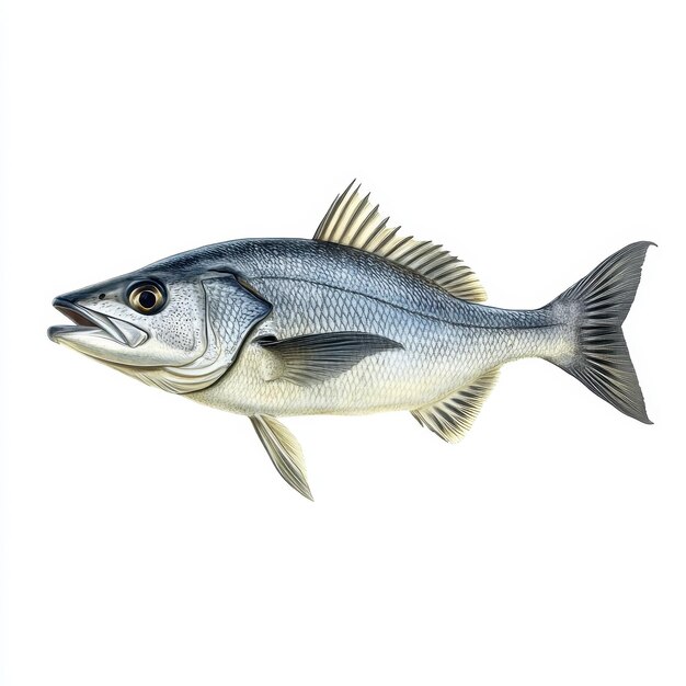 Photo bluefish animal wildlife isolated on a solid white background