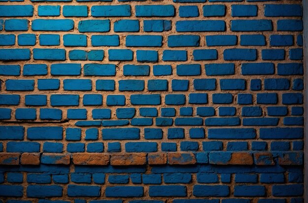 Bluepainted brick wall with rustic charm