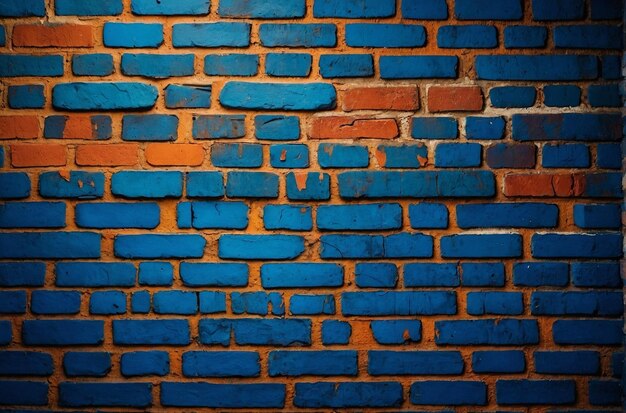 Bluepainted brick wall with rustic charm