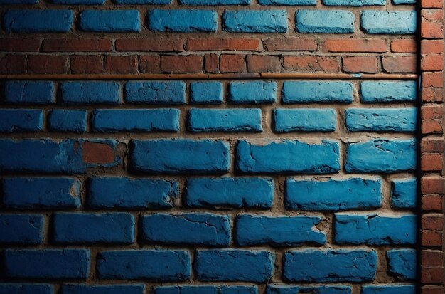 Bluepainted brick wall with rustic charm