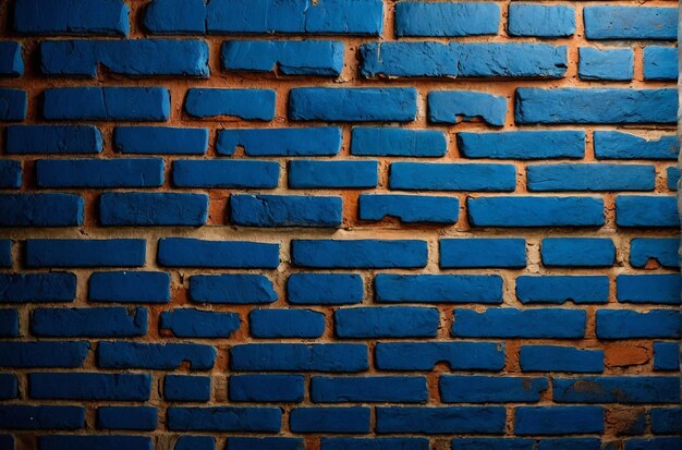 Bluepainted brick wall with rustic charm