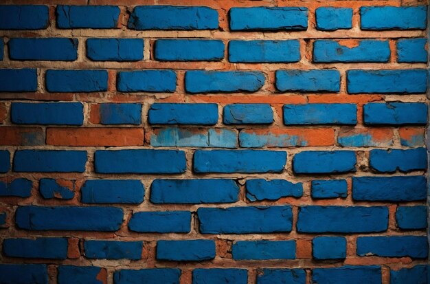 Bluepainted brick wall with rustic charm