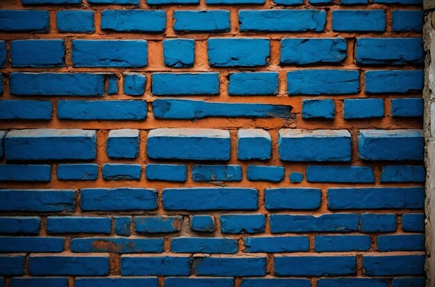 Bluepainted brick wall with rustic charm