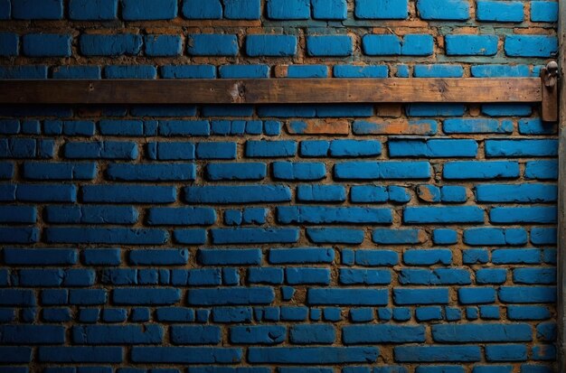 Bluepainted brick wall with rustic charm