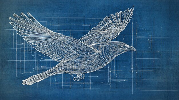 Photo blueprint of a bird