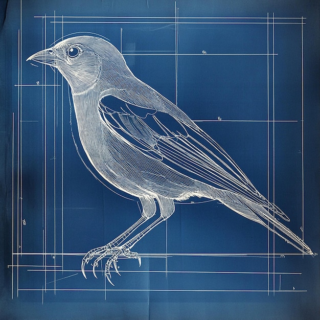 Photo blueprint of a bird