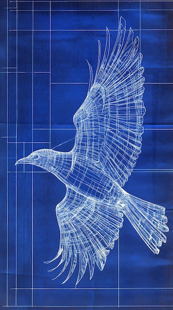 Photo blueprint of a bird