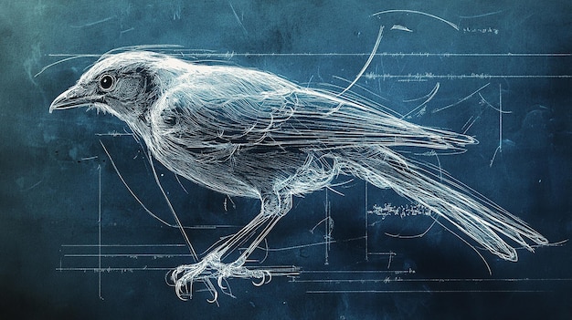 Photo blueprint of a bird