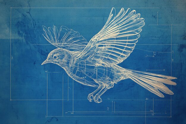 Photo blueprint of a bird