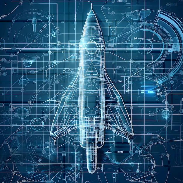 Blueprint Displaying Spaceship future design